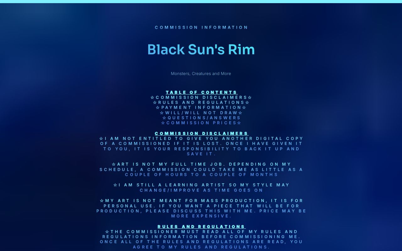 Black Sun's Rim Commission Information